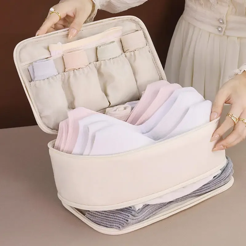 Sac de rangement de voyage, collants de sous-vêtements portables, sac d'organisation de chaussettes, sac de bagages Double couche de grande capacité, essentiels de voyage