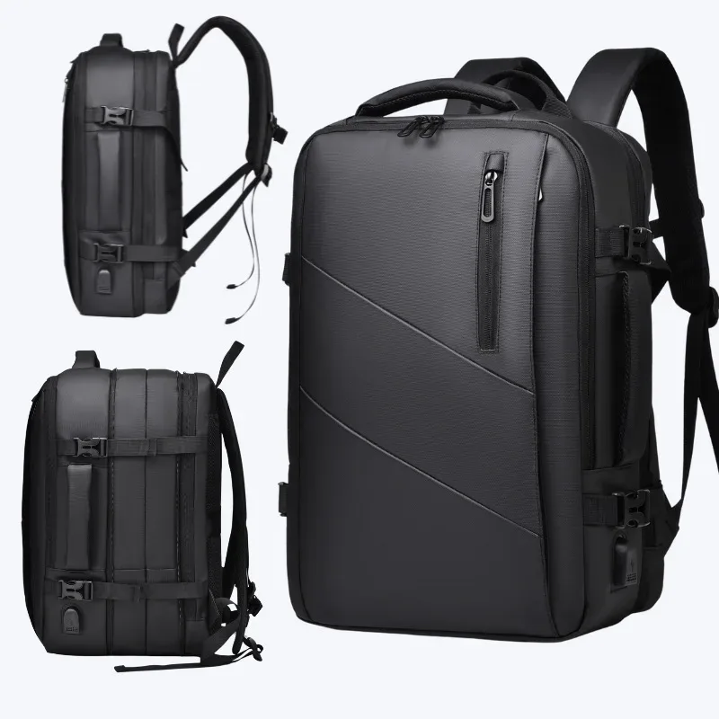sac à dos pour ordinateur portable avec logo personnalisé pour hommes, 17 pouces, multi-poches, extensible, étanche, pour l'école, voyage d'affaires, impression
