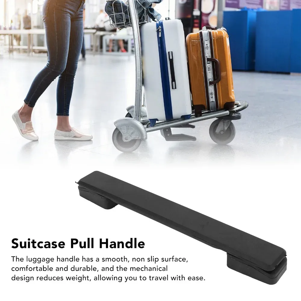 poignée de bagage en plastique durable, 20cm, noire, poignée de traction pour bagages, remplacement de poignée de valise, 2 pièces