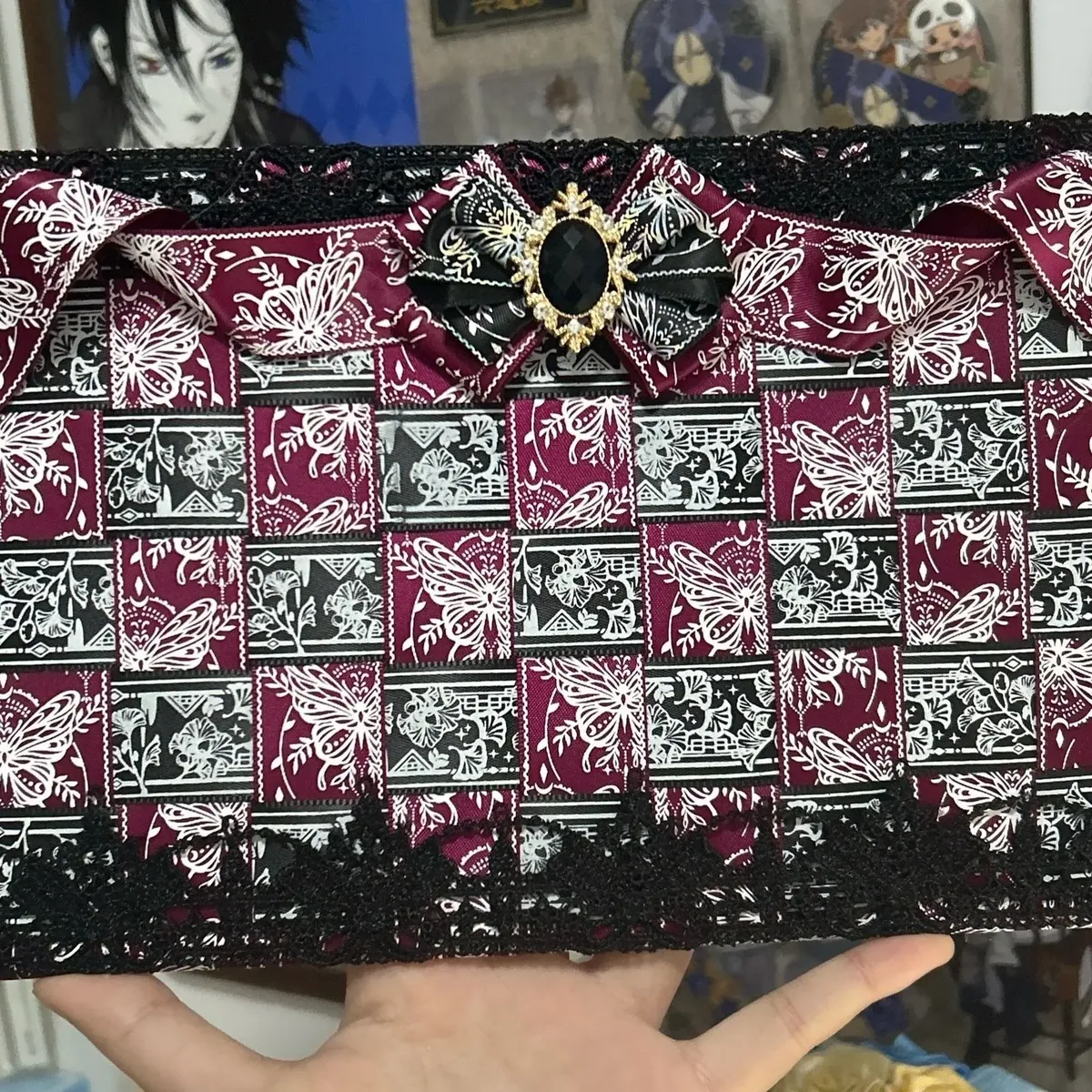 panneau organisateur de cadre pour sac ita, panneau d'insertion de luxe pour sac à dos avec badges, panneau d'affichage de badges cosplay en ruban et dentelle, porte-cartes pour sac ita