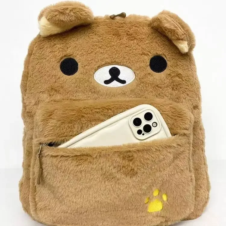 kawaii anime rilakkuma ours sac à dos en peluche broderie conception sacs pour femmes mignon grande capacité sacs à dos femmes sac à dos