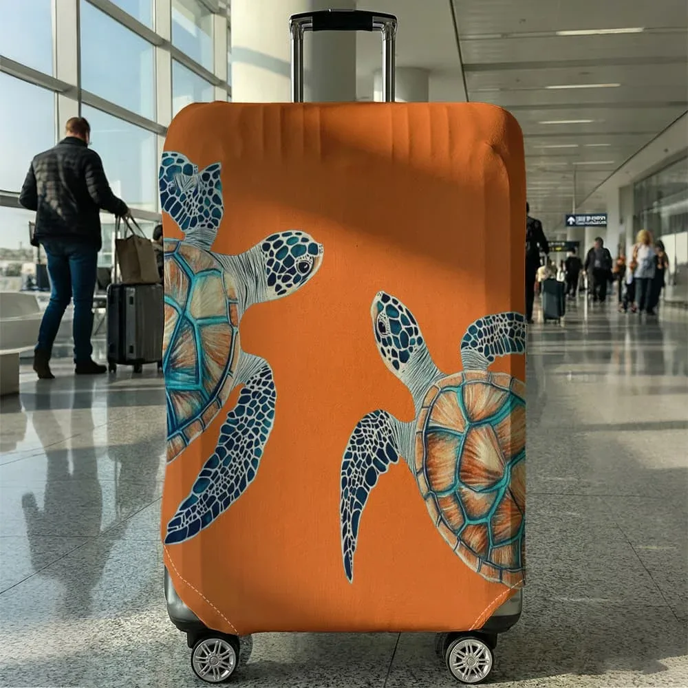 housse de protection pour bagages motif double tortue des profondeurs, convient aux bagages de 18 à 32 pouces, avec protège-poignées, accessoire de voyage