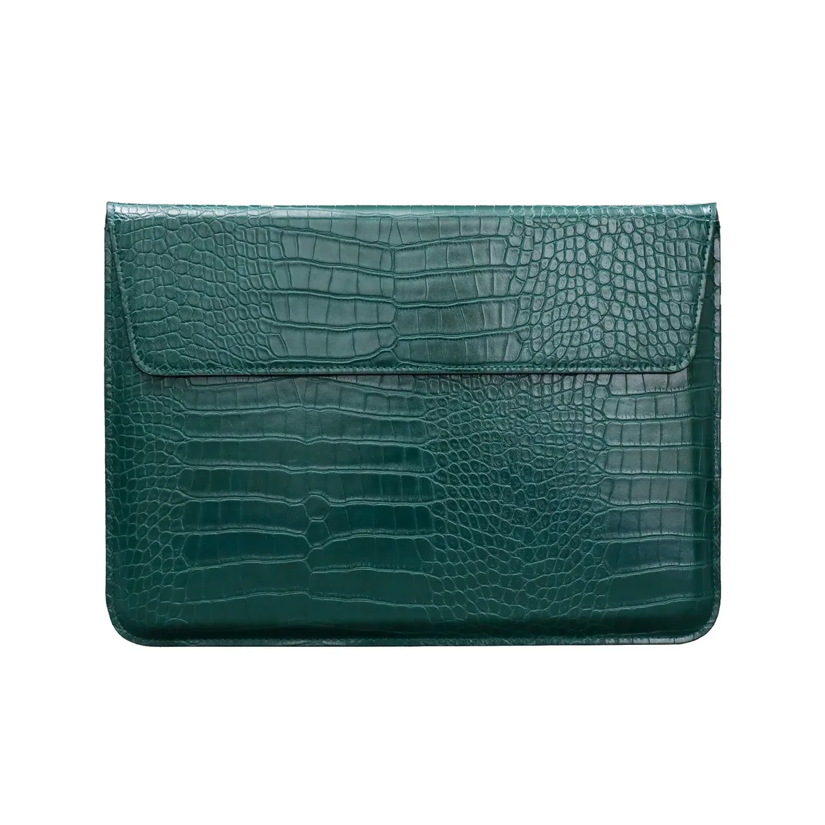 étui pour ordinateur portable en cuir pu effet crocodile personnalisé avec logo gravé, pour hommes et femmes, 13, 14, 15 pouces, compatible air pro, avec support intégré