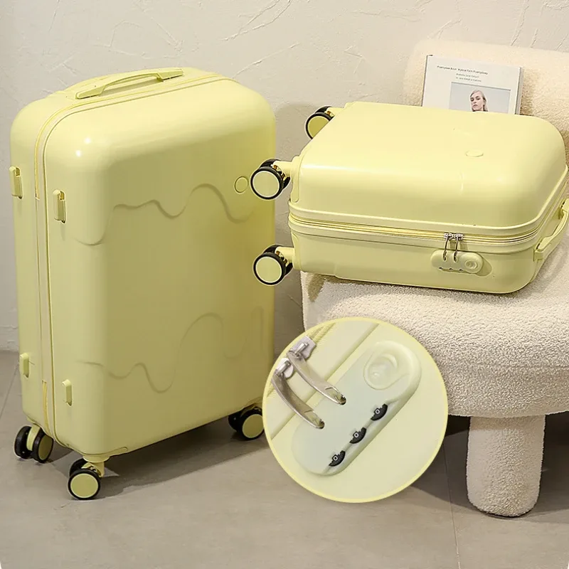 valise à roulettes de type crème glacée pour étudiants, valise à roulettes à quatre roues, bagage multifonctionnel, style mignon, boîte à serrure pour garçons, voyage, nouveau, 2025