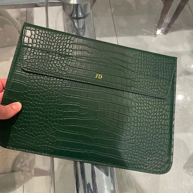 étui pour ordinateur portable croco personnalisé avec monogramme, pour macbook air 13 pouces, pro retina 15 pouces, housse de protection pour ordinateur portable