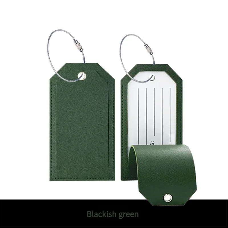 étiquette de bagage en cuir pu personnalisée avec boucle en fil d'acier - identificateur de sac de voyage personnalisé pour les voyages en avion