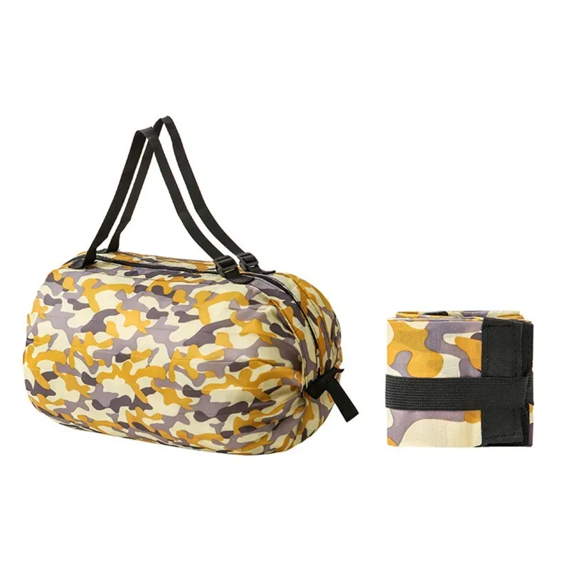 sacs de courses pliables, sac de rangement pliable avec poignée, sacs à main de camouflage de voyage portables, sac en nylon de grande capacité