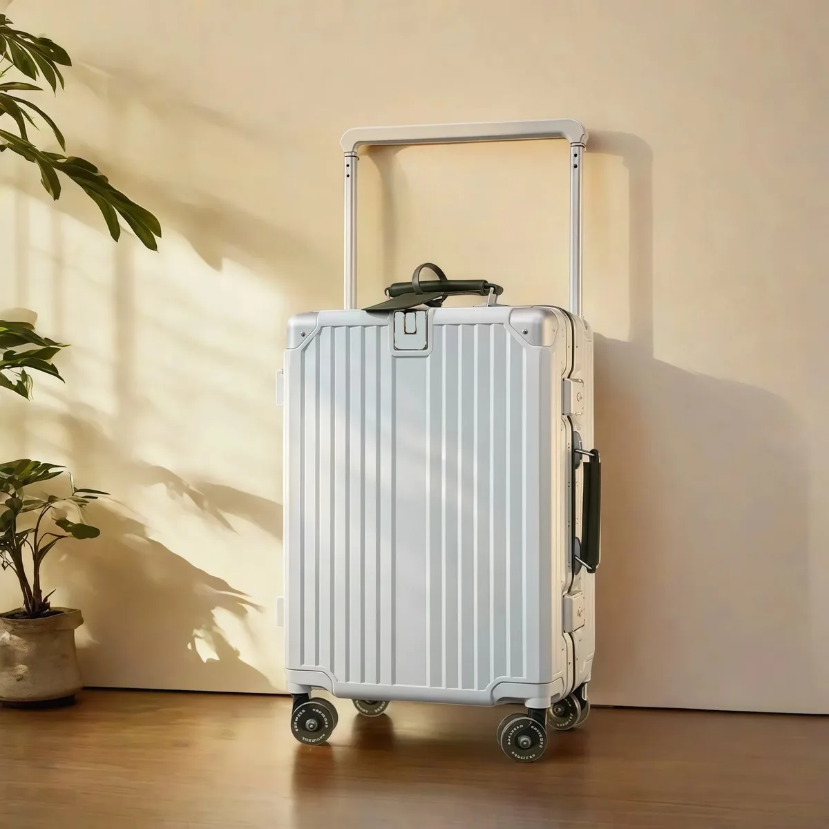 valise de chariot d'équilibre de voyage à guidon large avec roues silencieuses colorées serrure tsa bagage roulant matériau pc de grande capacité