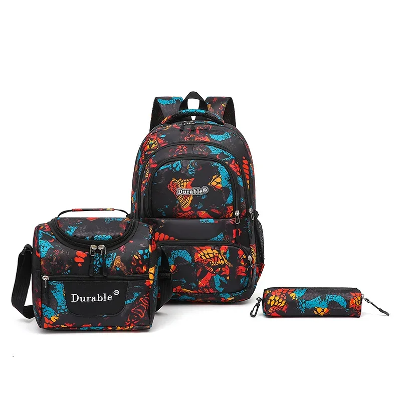Sacs d'école pour enfants pour garçons, ensemble de cartable, sac de livre primaire, sac à dos d'école avec sac à déjeuner, sac à dos de voyage étanche pour enfants 3 pièces