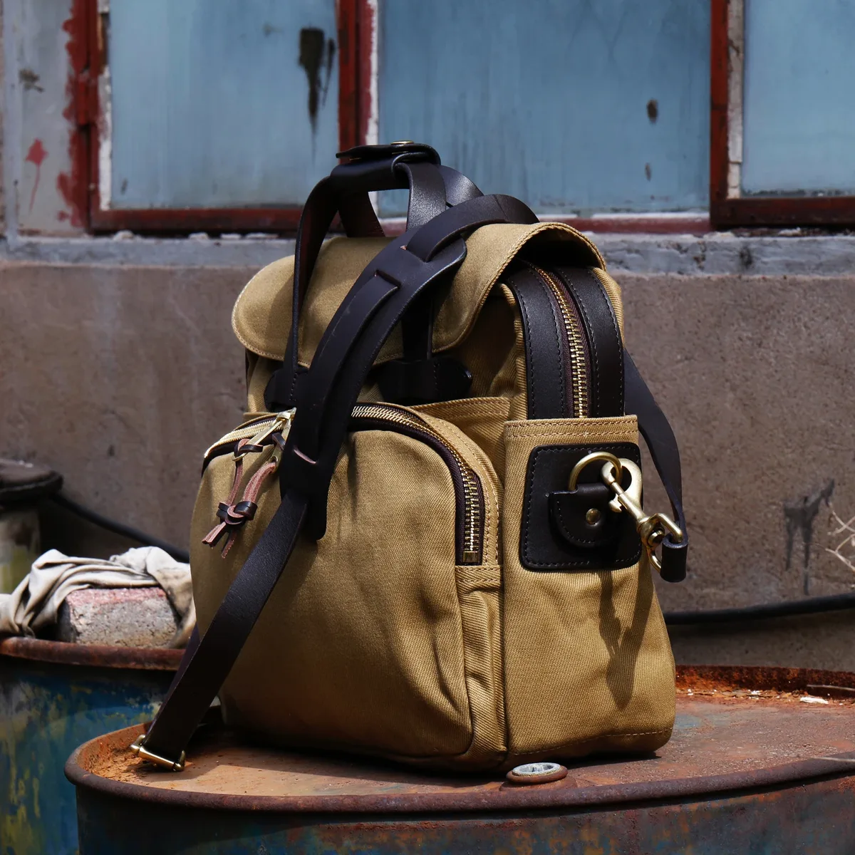 taille-brando – sac à bandoulière en toile et cuir, 22oz, ykk, avec fermeture éclair, pour ordinateur portable, business, 70258