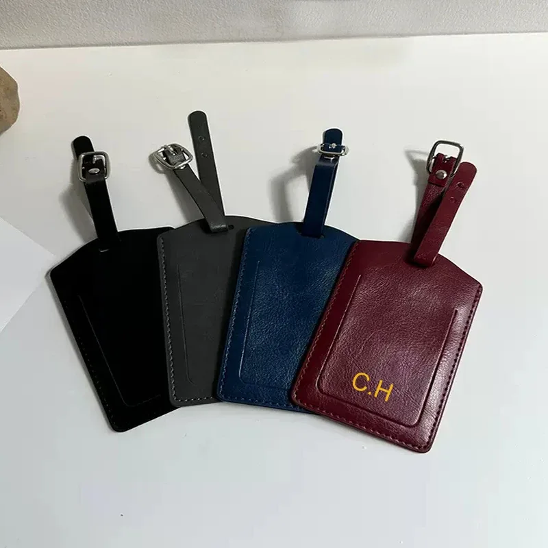 Étiquette de bagage avec initiales personnalisées, étiquette de bagage d'affaires de voyage, en cuir Pu épais, passe d'embarquement, étiquette de valise à rabat, cadeau de mariage
