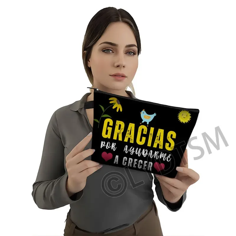 merci enseignant/ gracias maestra/ merci maitresse trousse à cosmétiques femmes trousse de maquillage filles organisateur cosmétique cadeau de remise des diplômes