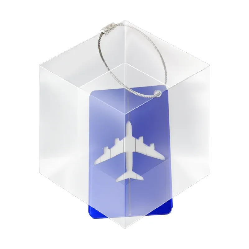 étiquette de bagage en alliage d'aluminium pour avion, anti-perte, avec porte-carte d'identité, couleur unie, accessoires de voyage