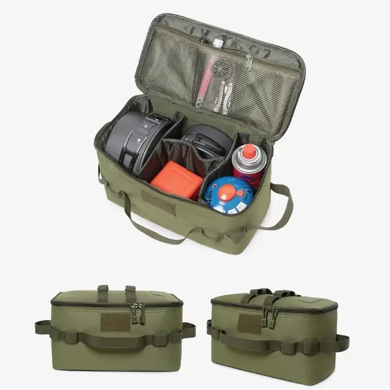 Sac de rangement de grande capacité pour le camping en plein air - Sac à outils pour clous de sol avec kit d'ustensiles de cuisine de pique-nique et organisateur de cartouches de gaz