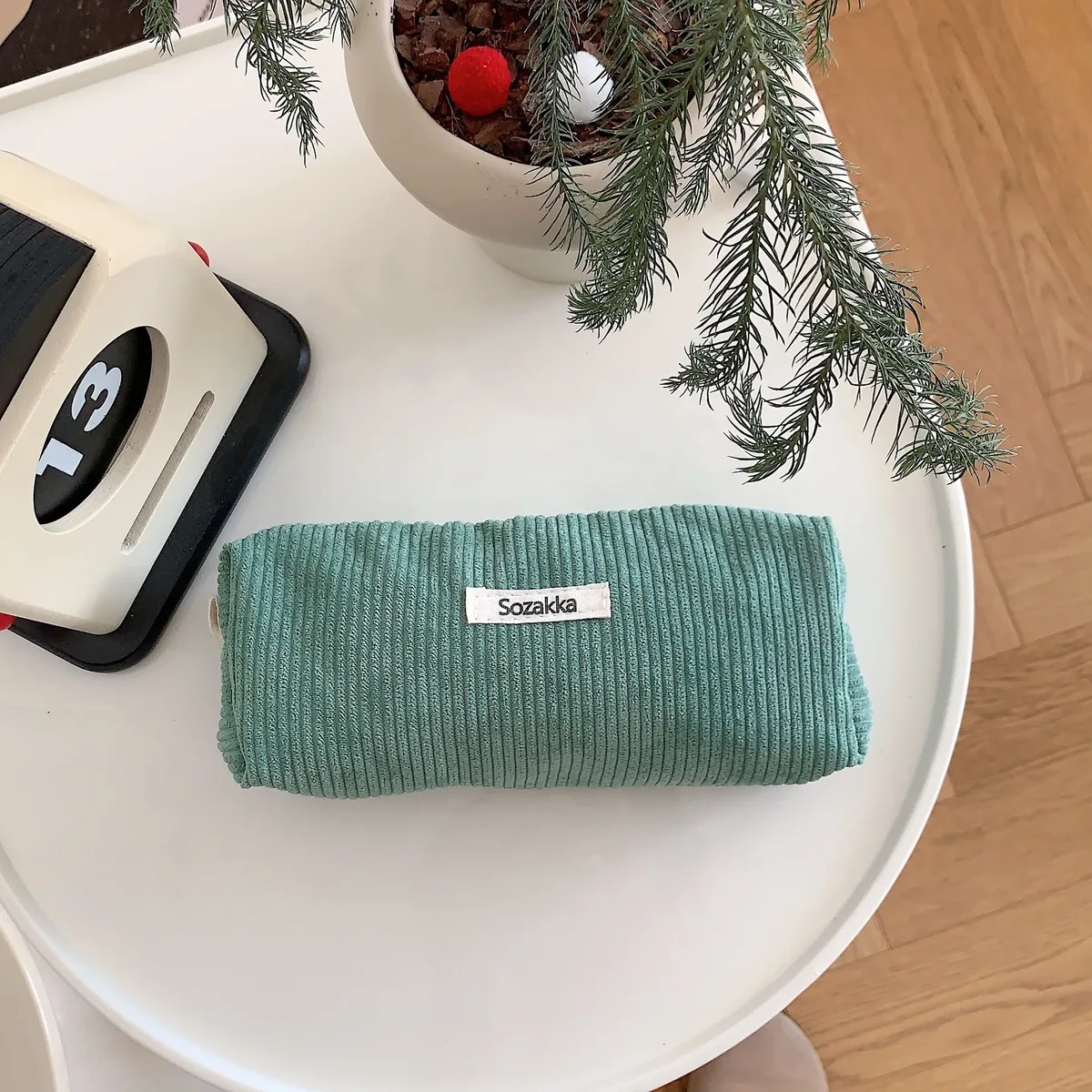 sac à stylos rétro en velours côtelé de couleur unie, boîte à crayons pour étudiants, pochette à crayons, sacs à cosmétiques pour femmes, sac de maquillage, sac de rangement pour clés et rouges à lèvres
