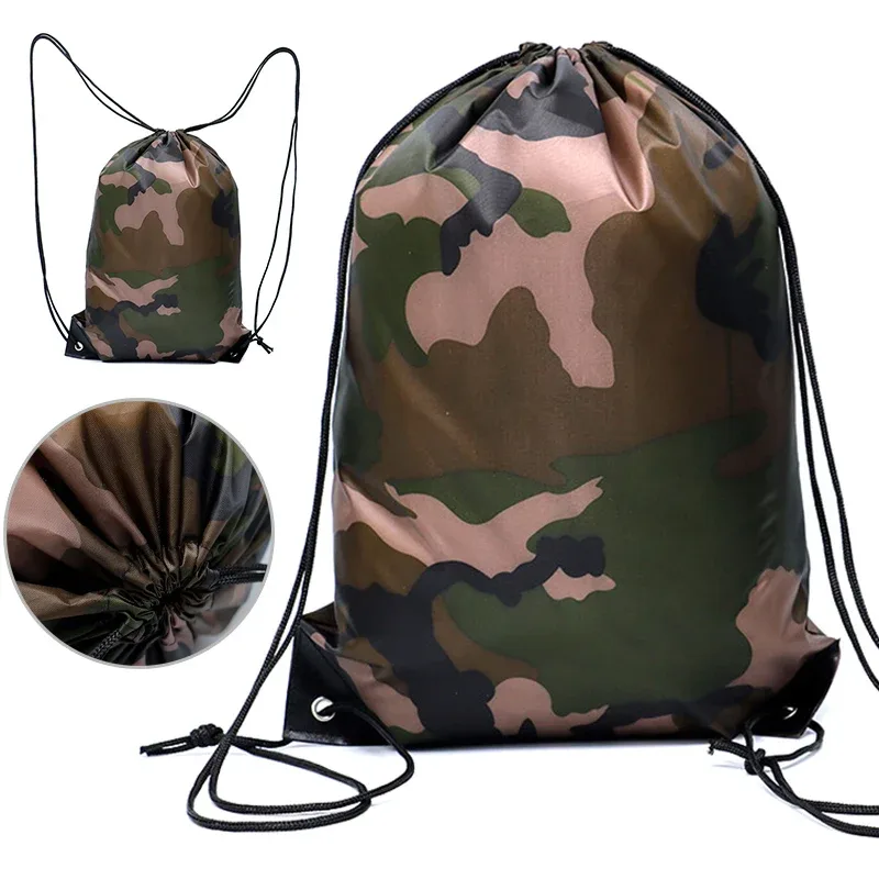 sac à dos camouflage léger avec cordon de serrage pour le sport, la gym, les voyages et les activités de plein air