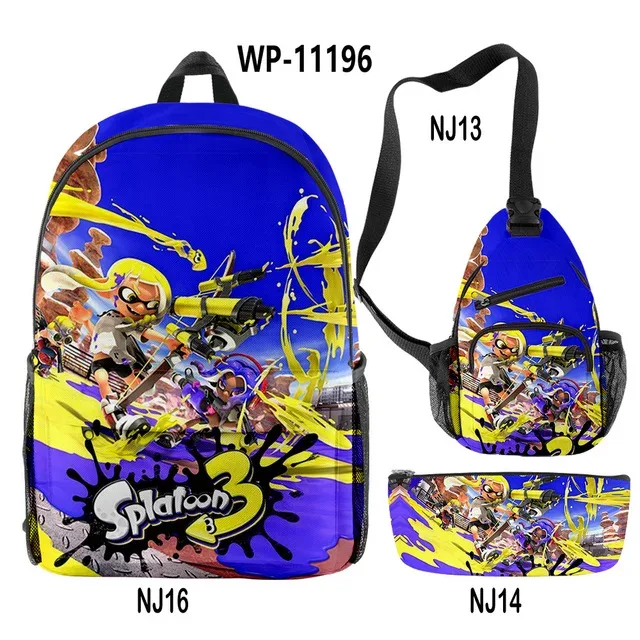 splatoon 3-sac à dos de voyage à fermeture éclair, oxford, cartable d'école harajuku, à la mode, pour cosplay