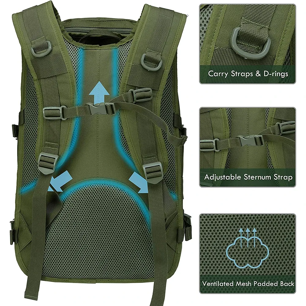 sac à dos d'assaut avec système molle pour sports de plein air, sacs à dos de camping et de randonnée, 40l