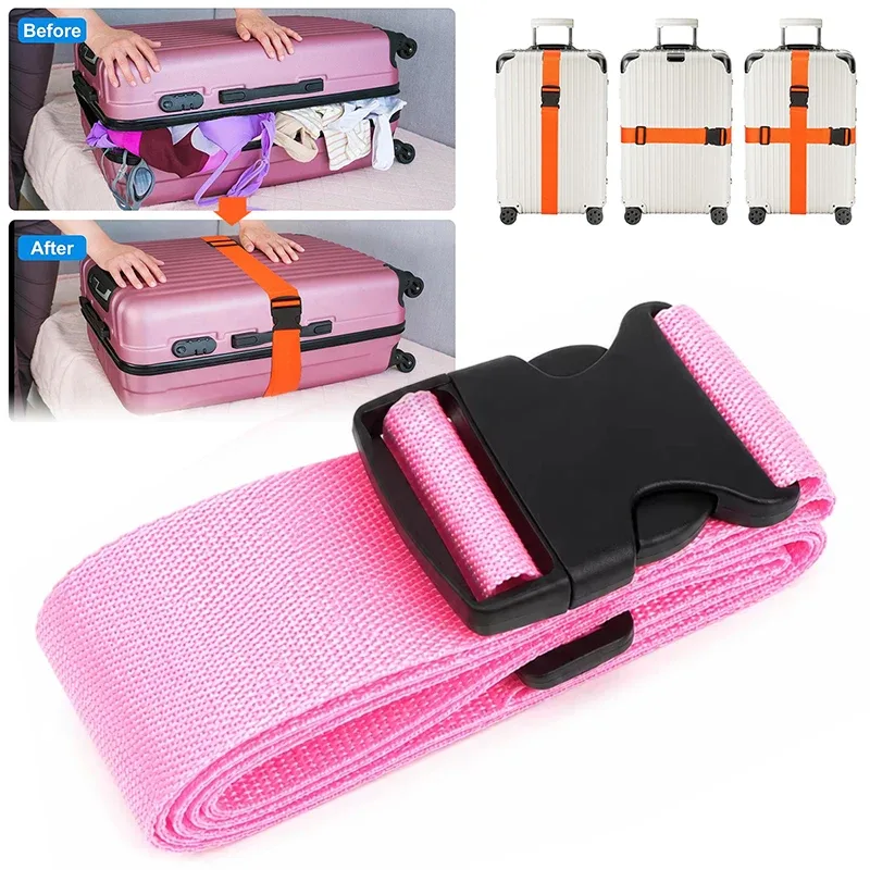 nouvelle sangle de bagage réglable de 2 m, ceinture croisée pour l'emballage, sangle de voyage en nylon avec boucle de verrouillage, ceintures pour bagages, accessoires pour sacs de camping