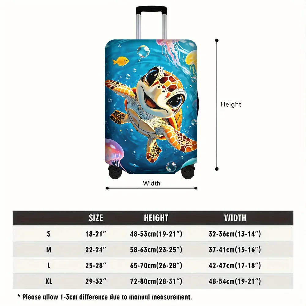 1 housse de bagage à imprimé tortue pour bagages de 18 à 32 pouces ; accessoires de voyage anti-poussière et élastiques pour protéger efficacement vos bagages