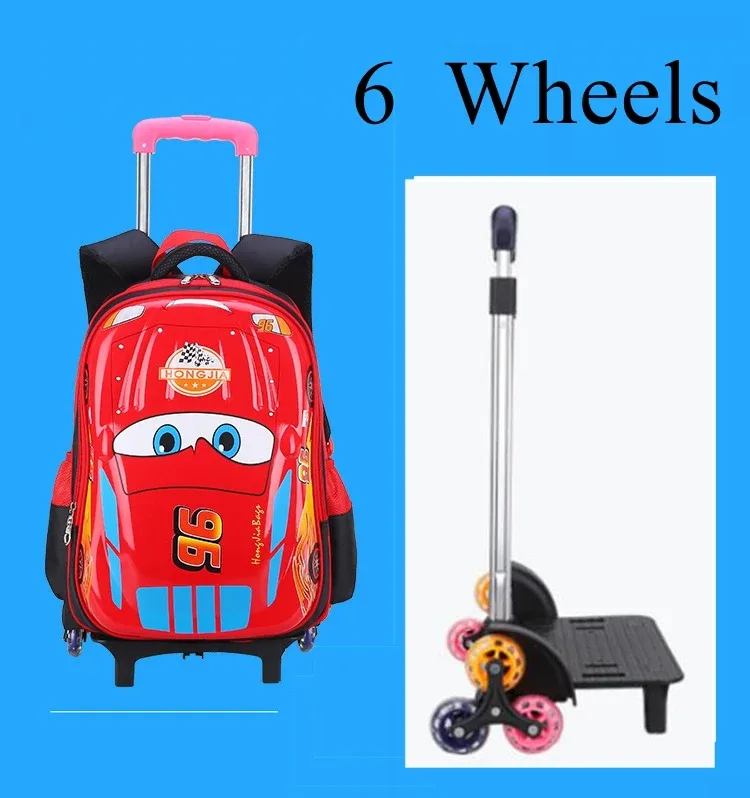 cartable à roulettes pour enfants, sac à dos à roulettes pour enfants, sac à roulettes pour étudiants, style voiture pour garçons
