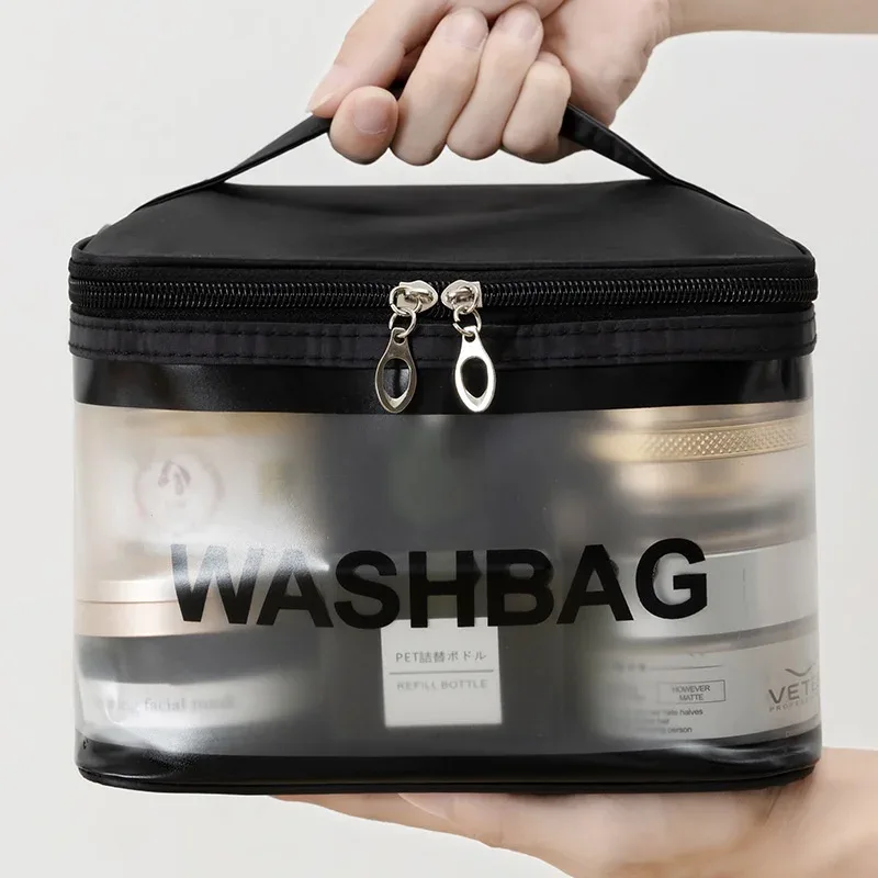 trousse de maquillage étanche en pvc, trousse à cosmétiques portable, trousse de toilette de voyage de grande capacité, sac de rangement d'évaluation, gf015, nouveau