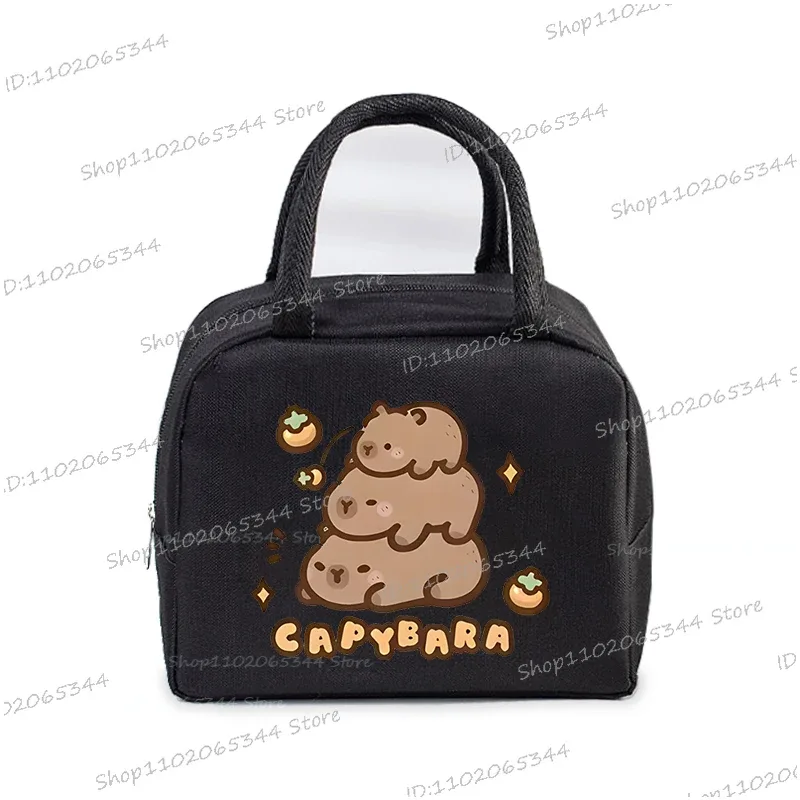 kawaii capybara design boîte à déjeuner sac de rangement femmes dessin animé capybara imprimer portable bento sacs animaux capybara amant sacs à déjeuner