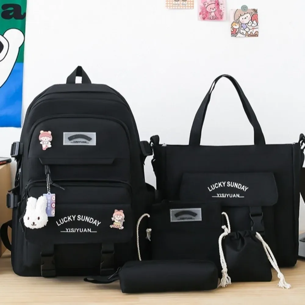ensemble de 5 sacs à dos mignons de grande capacité, sac à bandoulière respirant à boucle, sac d'école multifonctionnel pour étudiants