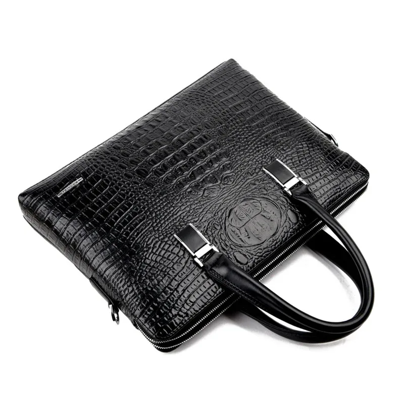 porte-documents en cuir pu pour homme, fourre-tout crocodile alligator, sac à main pour ordinateur portable 14, sacoche d'affaires à bandoulière