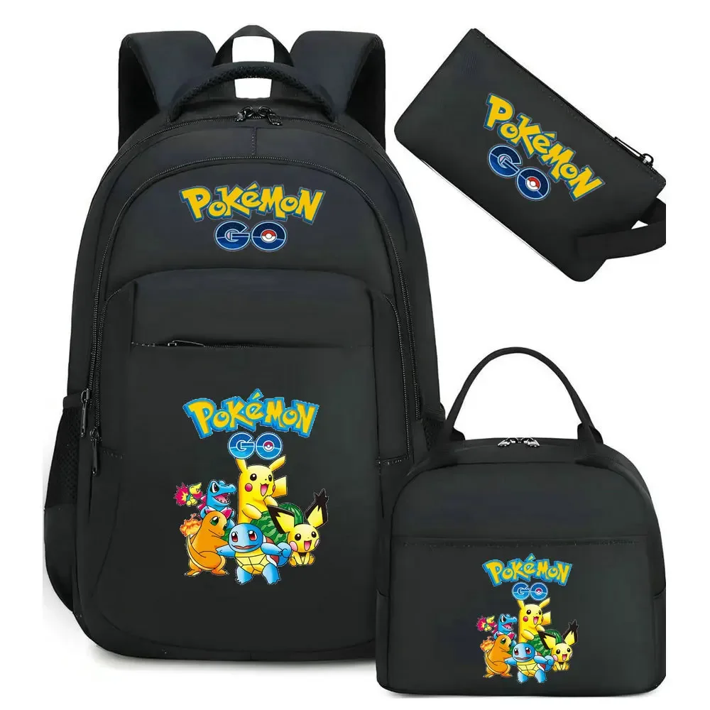 sac à dos camouflage pikachu tendance avec sac à déjeuner pour adolescents, sacs d'école pour étudiants, ensemble de voyage décontracté