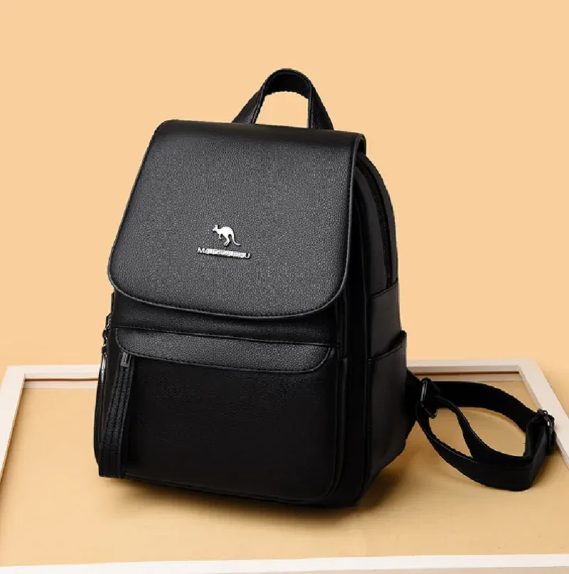 nouveau créateur de mode coréen pour femmes sac à dos en cuir souple grande capacité double sacs à bandoulière sac d'école sacs à dos de voyage décontractés