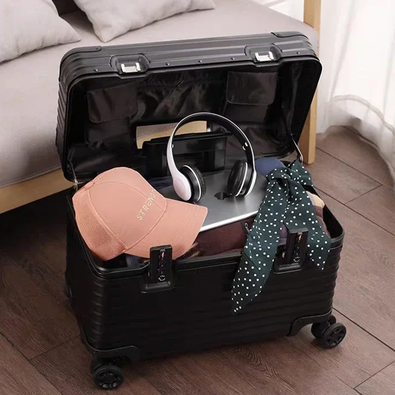 étui capitaine tout en alliage d'aluminium et de magnésium, valise de cabine pour appareil photo d'affaires, bagages en métal de 18 pouces, valises de voyage 20/22 pouces