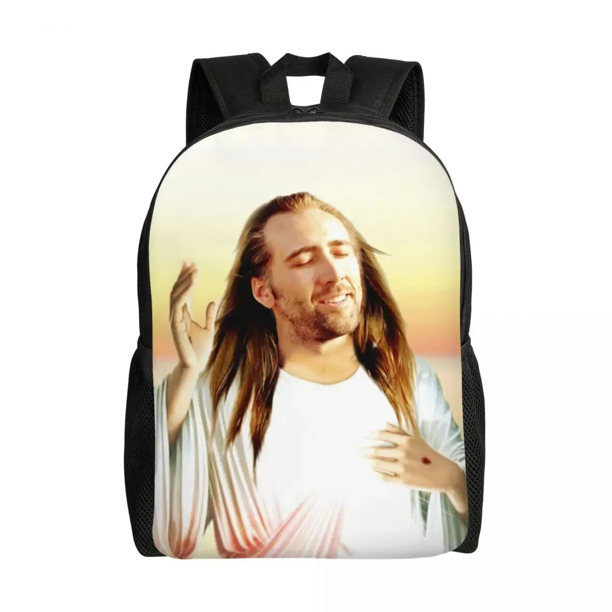 sac à dos personnalisé pour ordinateur portable nicolas cage meme, sac à livres de base pour femmes et hommes, sacs amusants pour étudiants