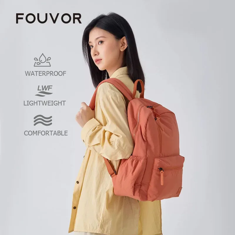 sac à dos de cabine d'avion fouvor pour femme, grande capacité, multi-poches, sac à dos tendance pour ordinateur portable, sacs à dos décontractés pour étudiants 3071-16