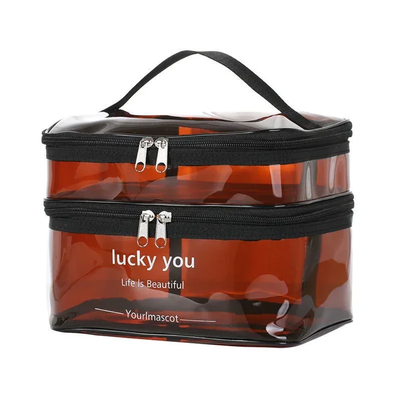sac à cosmétiques de bain en pvc transparent imperméable pour femmes, trousse de maquillage de voyage avec fermeture éclair, organisateur de lavage de beauté, kit de rangement de toilette