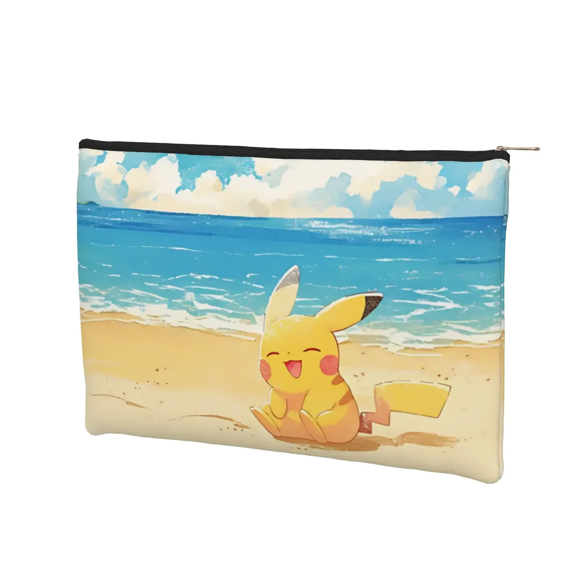 Sac pliable mignon à thème Pokémon, sac de maquillage avec fermeture éclair, trousse de toilette Pikachu, organiseur de maquillage