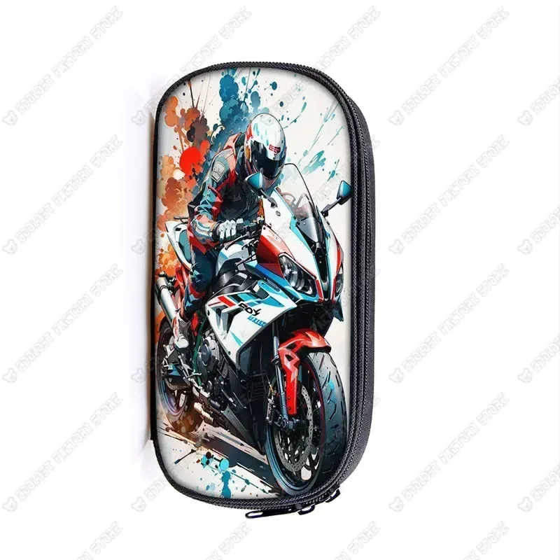 trousse de maquillage à motif de moto cool, trousse à crayons hurbike motor, trousse à cosmétiques pour adolescents, étuis à cosmétiques