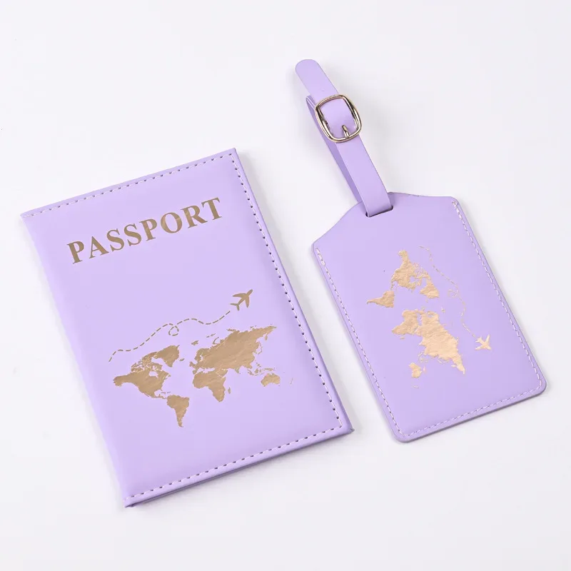 couvertures de passeport de modèle de carte d'unité centrale, ensemble d'étiquette de bagage, protecteur de passeport, étiquettes de bagage, portefeuille de passeport, clip de billet de vol, nouveau, 2024
