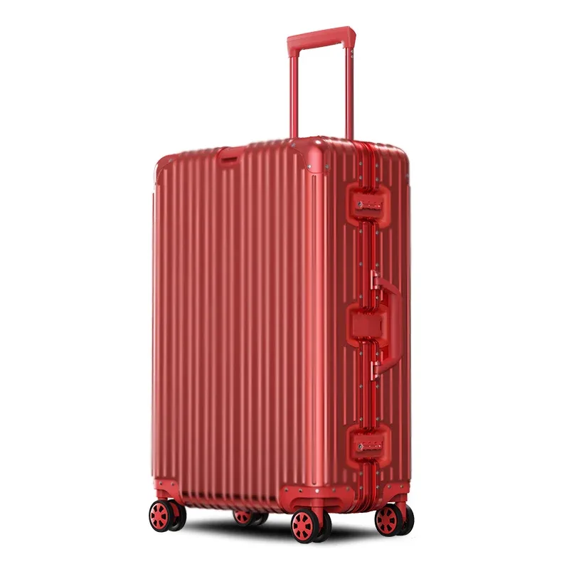 100% valise en aluminium meilleure vente valise de chariot en métal valises sur roues porte-bagages 20/26/30 pouces valises de voyage de cabine