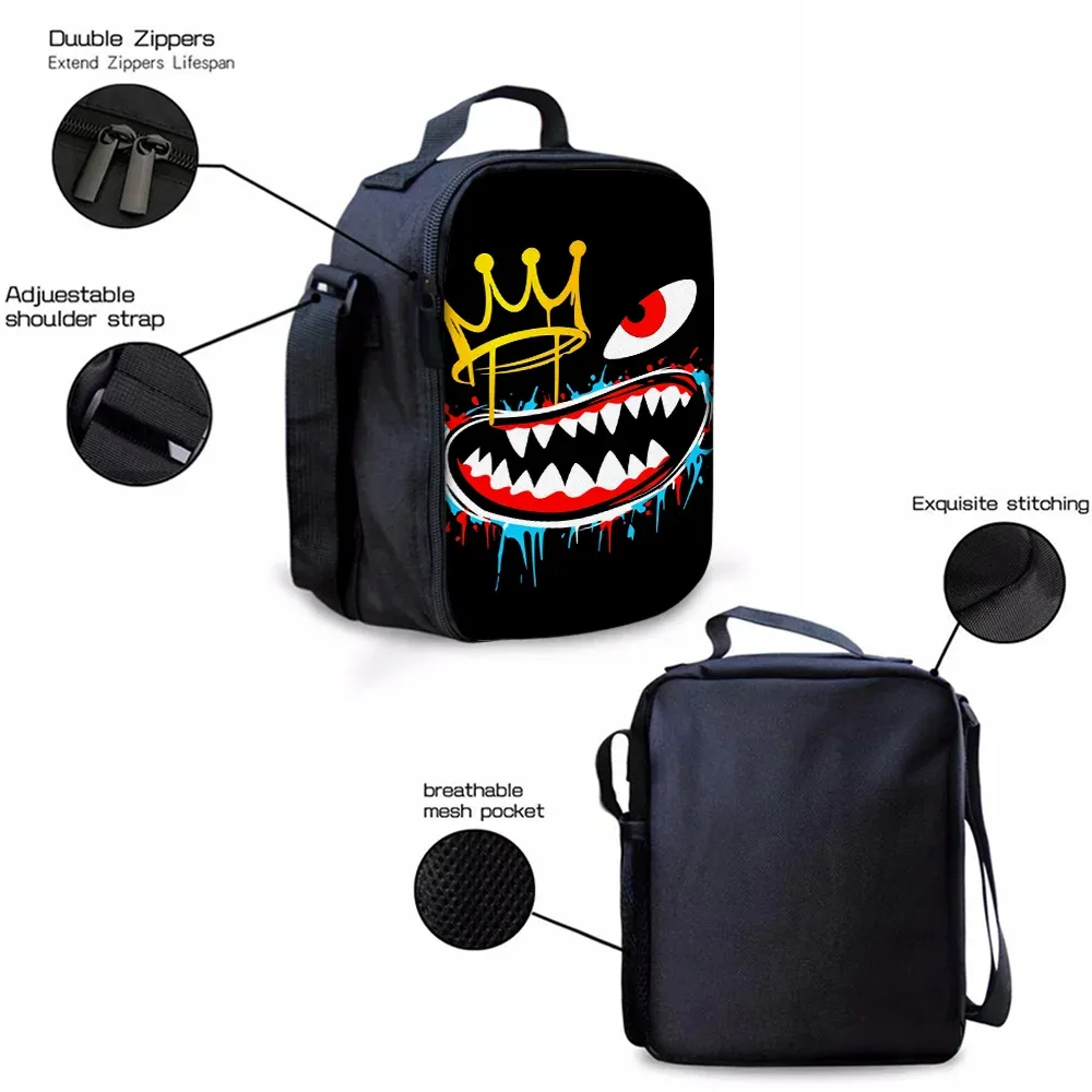 ensemble de 3 sacs à dos style graffiti requin, légers, grande capacité, sac d'école, sac de voyage avec sac à bandoulière, trousses à crayons, cadeau pour enfants