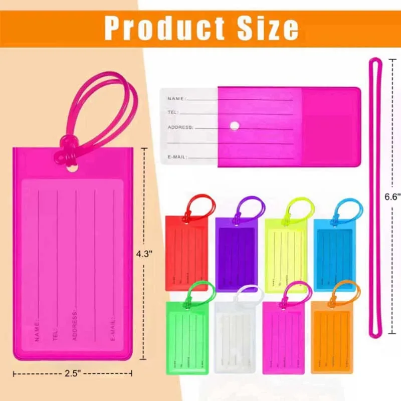 porte-étiquette de bagage fluorescent en pvc, coloré, pour carte d'embarquement, étiquette de voyage, housse de carte, anti-perte pour avion