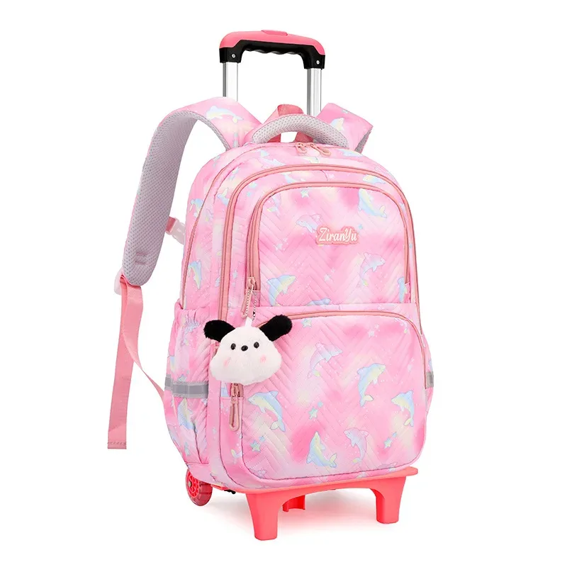 sac à dos scolaire à roulettes pour enfants, sacs d'écoliers pour filles, sac à roulettes mignon, cartable à roulettes pour enfants