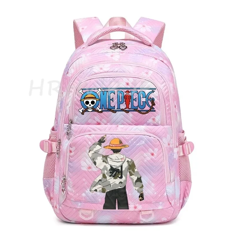 sacs à dos anime one piece légers avec fermoir, imprimé violet monkey d luffy, pour garçons et filles, grande capacité, pour adolescents, ordinateur portable, école, voyage, mochila