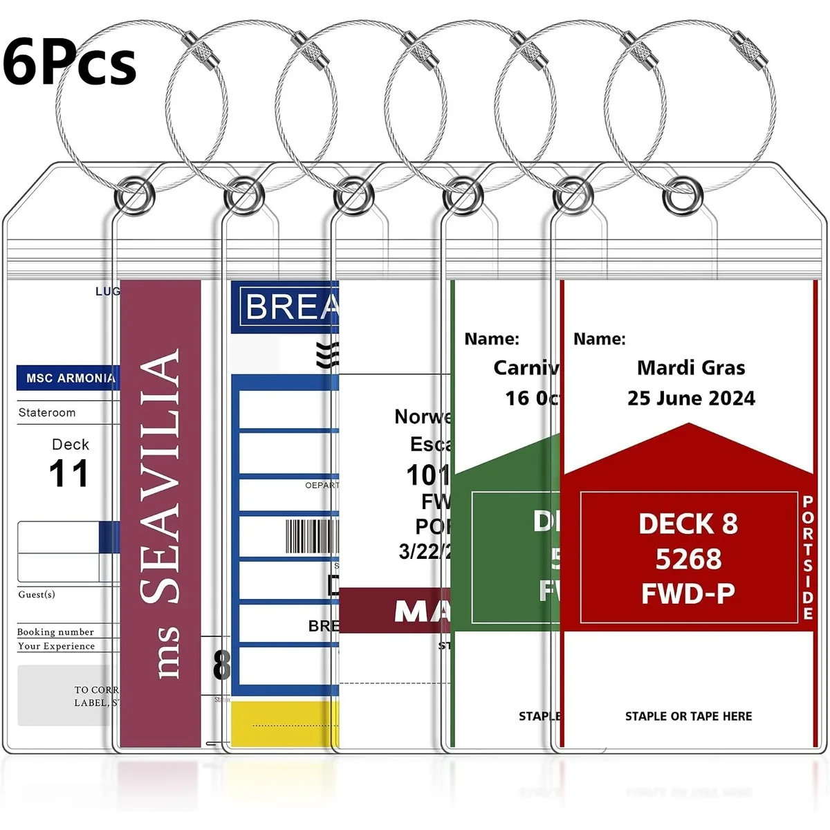 6 étiquettes à bagages en pvc 19x9cm pour l'embarquement, étiquettes anti-perte pour bagages de voyage, étiquettes suspendues pour valise, identificateur pour enregistrement à l'avion.