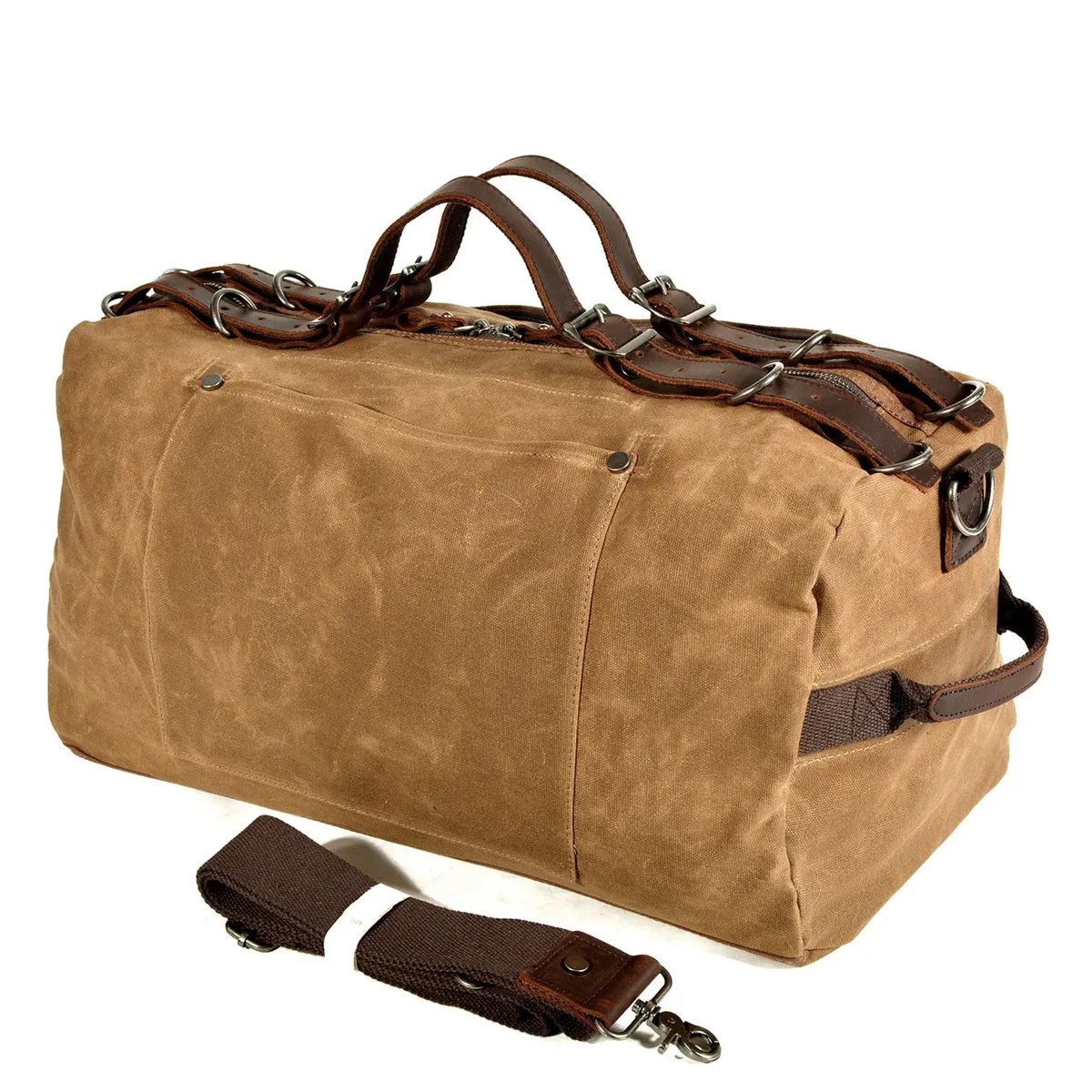 sac de voyage en toile de cire à l'huile épaisse de style militaire, sac de voyage rétro, sac de sport de plein air, grande capacité