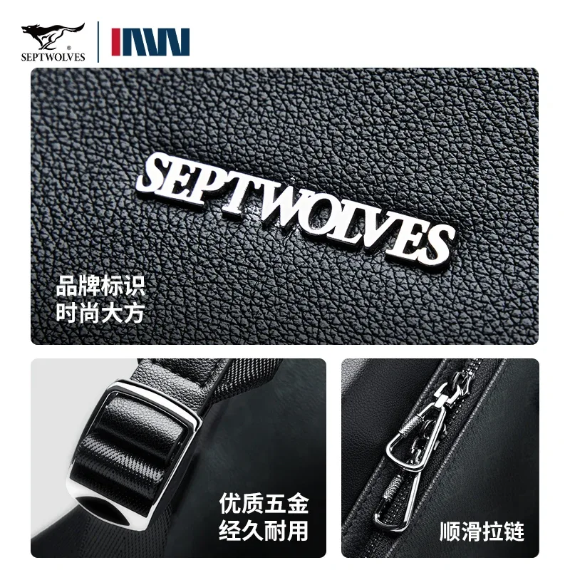 septwolves élégant homme imprimé sac à dos de voyage en cuir de haute qualité travail d'affaires déplacements à rabat impression monogramme sac à dos pour ordinateur portable