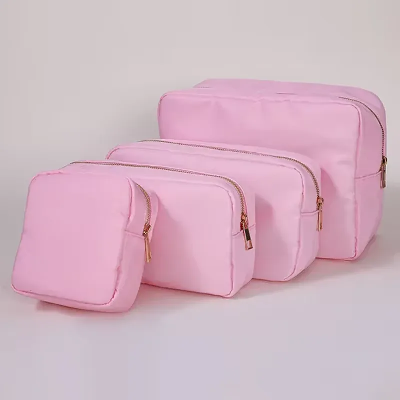 trousse de maquillage en nylon personnalisée avec fermeture éclair, sacs de voyage, trousse de toilette étanche, trousse de maquillage en poudres, 17 couleurs, s, m, l, xl