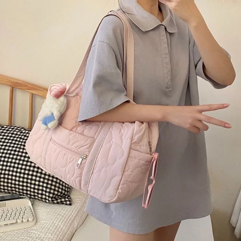 sac sous les bras décontracté, sac de voyage, style coréen, couleur unie, sac pour maman, fourre-tout en forme de cœur, sac de rangement de voyage pour femmes