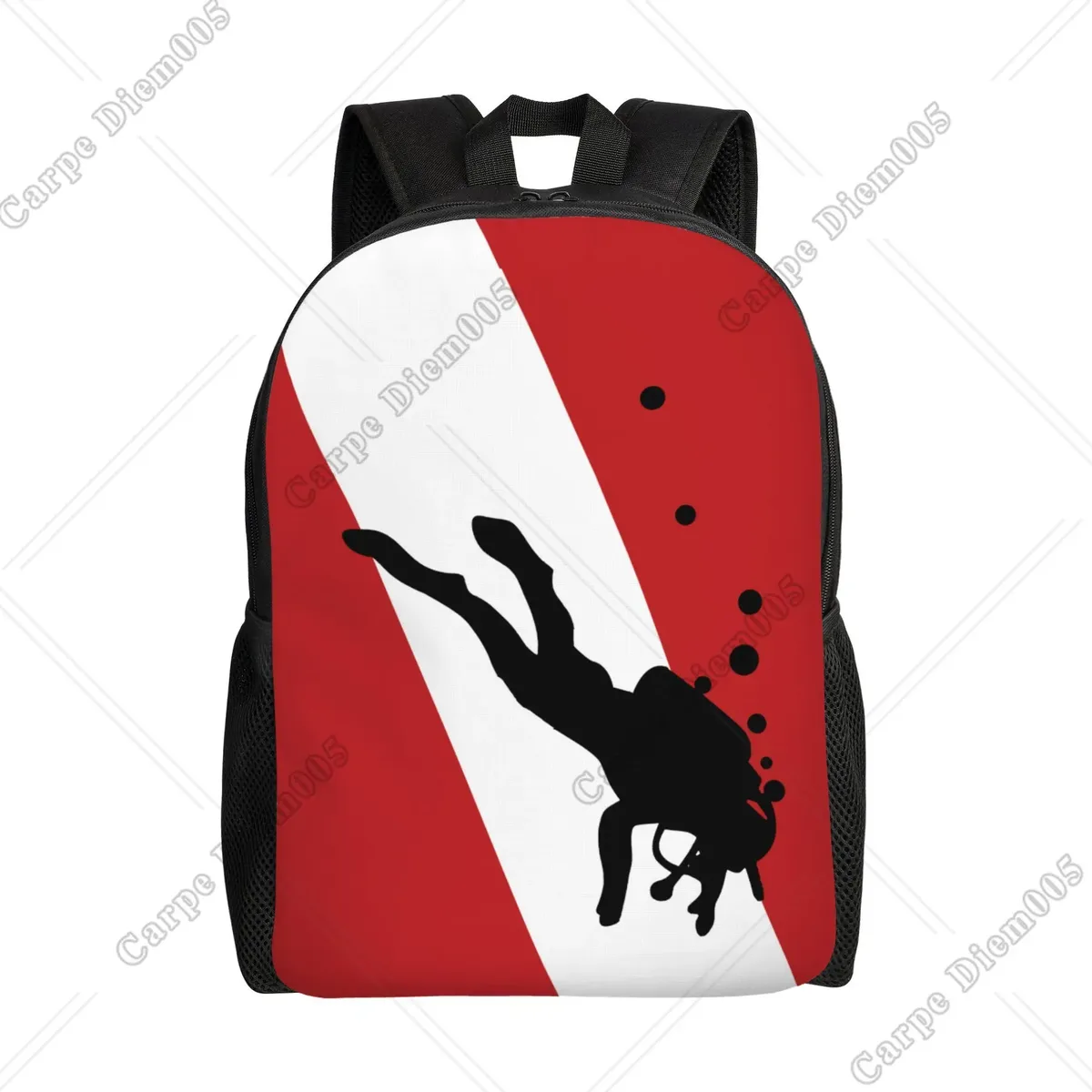 sac à dos à motif de plongée sous-marine, sacs d'école, sacs de voyage pour ordinateur portable de 15 pouces, unisexe en polyester pour le travail de randonnée en plein air