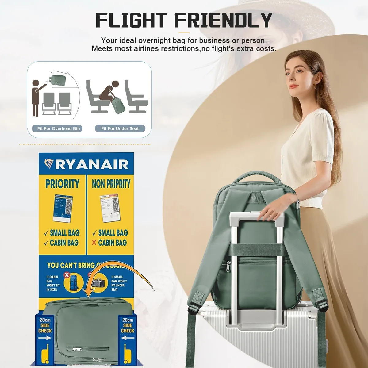 sac à dos de voyage pour cabine d'avion 40x20x25, sac à dos pour femme, bagage à main, sac à dos scolaire, sac de voyage, sac à dos pour ordinateur portable